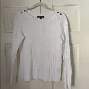 Ralph Lauren Boatneck Sweater with Gold Button Details